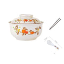 GobekUsa 6.5inch Retro Ceramic Ramen Bowl Set with Lid, Chopsticks, and Spoons