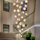 GobekUsa Crystal Ball Chandelier: Modern Loft & Staircase Hanging Light for Home, Hotel & Mall