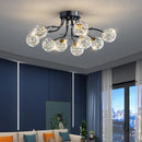GobekUsa Black Gold Chandelier with Clear Star Glass Ball Pendant Lights
