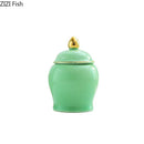 GobekUsa Gold Tea Canister Ceramic Storage Jar with Lid for Desk Decoration