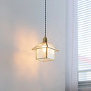 GobekUsa Cube Glass LED Pendant Light: Modern Copper Hanging Lamp for Bedroom, Restaurant, Hallway