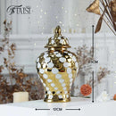 GobekUsa Geometric Golden Porcelain Jar - Home Decor Vase & Storage Tank