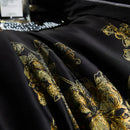 GobekUsa Gold Flowers Luxury Egyptian Cotton Bedding Set with 1000TC Soft Duvet Cover, Sheets, Pillowcases
