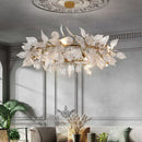 GobekUsa Ginkgo Leaf Crystal Chandelier - Elegant LED Pendant Lamp for Dining & Living Room