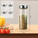 GobekUsa Glass Seasoning Jar Set - Kitchen Accessory with Rotating Lid - 200ML/500ML