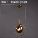 GobekUsa Golden Ring Glass Ball Pendant Light for Kitchen Dining Room & Bedside
