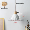 GobekUsa Ceramic LED Pendant Light Fixture - Nordic Modern Wood White Hanging Lamp