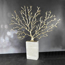 GobekUsa Coral Tree Sculpture: Gold Metal Decorative Figurine on Marble Base