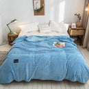 GobekUsa Gray Plaid Coral Fleece Bed Blanket - Single/Queen/King Size Cozy Flannel Bedspread