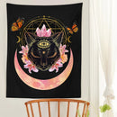 GobekUsa Cat Witch Moon Star Tapestry Wall Hanging - Trippy Psychedelic Wall Decor