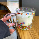 GobekUsa Love Quicksand Double Bottom Glass Cup - Cute Kawaii Girl Water Coffee Mug