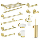 GobekUsa Brushed Gold Bathroom Set: Towel Bar, Toilet Paper Holder, Hook - Wall Mount Kit