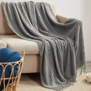 GobekUsa 3D Knitted Tassel Blanket: Stylish Home Decor Throw for Sofa & Bed