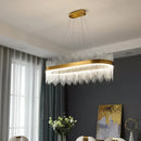 GobekUsa Gold LED Circle Crystal Chandelier: Elegant Home Pendant Lighting for Living Room, Bedroom, Kitchen