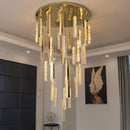 GobekUsa Gold Chrome Steel Crystal Pendant Lights with Dimmable LED for Villa Stair