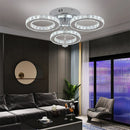 GobekUsa Crystal Flush Mount Chandelier: App Dimmable Rings Shape Ceiling Light