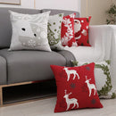 GobekUsa Christmas Décor Cushion Cover 45x45cm Snowflake Deer Green Red Embroidery Pillow Cover