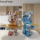GobekUsa Graffiti Bear Figurine: Modern Table Decor & Key Storage Sculpture