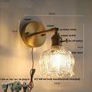 GobekUsa Glass Copper Wall Lights Up Down Rotate Study Cafe, Nordic Modern Bedside Lamp