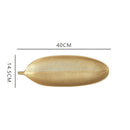 GobekUsa Leaf Shape Gold Paint Wooden Tray 14.5x40cm - Modern Decorative Tableware
