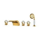 GobekUsa Gold Crystal Brass Bathtub Faucet Set with Hand shower Head