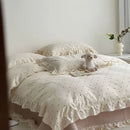 GobekUsa Korean Floral Lace Duvet Cover: Luxury Soft Quilt for Queen King, Breathable Home Decor