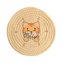 GobekUsa Cat Print Round Woven Coaster Cup Mat Table Heat Insulation Pad
