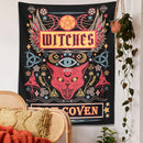 GobekUsa Cat Witchcraft Tapestry: Sun Moon Tarot Mushroom Divination for Home Decor