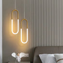 GobekUsa Gold Ring Pendant Lights Warm White LED U Shape Hanging Lamp