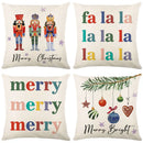 GobekUsa Christmas Letter Print Linen Throw Pillow Cover for Holiday Home Decoration