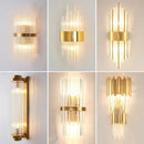 GobekUsa Gold Crystal Glass Wall Sconce Light Fixture for Luxury Bedroom Decor