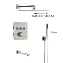 GobekUsa Brushed Nickel Thermostatic Shower Faucet Set for Wall Mount Bathroom with Rainfall Shower Head