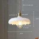 GobekUsa Green Glass LED Pendant Lamp with Copper Wood Handle for Modern Nordic Home Decor