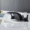 GobekUsa Black Basin Faucet: Brass Gold Crystal Sink Faucet, 3 Hole Waterfall Tap
