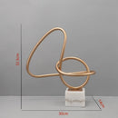 GobekUsa Gold Line Geometric Metal Sculpture on Marble Base for Home Decor