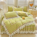 GobekUsa Korean Princess Bedding Set: Flowers, Lace, Ruffles, Embroidery, Quilted, Duvet Cover, Bedspread