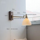 GobekUsa Copper Arm LED Wall Sconce Switch Light, Adjustable Lampshade, Pull Chain, Beside Lamp
