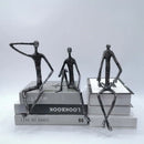 GobekUsa Abstract Metal Human Sculpture Cast Iron Black Person Desktop Ornament