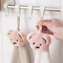GobekUsa Cartoon Bear Coral Velvet Hand Towel - Soft Microfiber for Kitchen & Bathroom