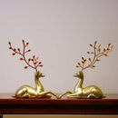 GobekUsa Golden Deer Figurines: European Feng Shui Home Decor Sculptures