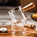 GobekUsa Glass Espresso Measuring Cup with Wood Handle, Transparent Milk Jug