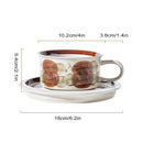 GobekUsa Hand-Drawn Ceramic Espresso Cup with Saucer, 8oz Cappuccino Cups