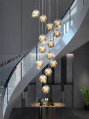 GobekUsa LED Glass Ball Chandelier for Duplex Villa Living Room