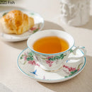 GobekUsa Green Willow Porcelain Tea Cup & Saucer Set - Elegant Tableware and Coffee Mug