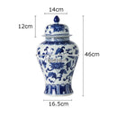 GobekUsa Blue White Porcelain Bird Flower Jar Tea Canister Vase Desk Decor