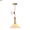 GobekUsa Cream Glass LED Pendant Lamp - Nordic Minimalist Brass Hanging Light