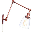 GobekUsa Adjustable Glass Swing Arm LED Wall Sconce with Pull Chain Switch