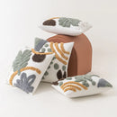 GobekUsa Leaf Embroidered Boho Tufted Cotton Canvas Cushion Cover for Sofa Living Room
