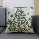 GobekUsa Christmas Décor Cushion Cover 45x45cm Snowflake Deer Green Red Embroidery Pillow Cover