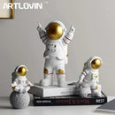 GobekUsa Astronaut Figurines: Modern Spaceman with Moon Sculpture, Perfect Gift for Man & Boyfriend